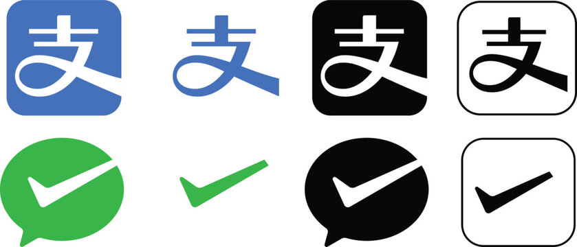 WeChat Pay, Alipay China payment vector illustration