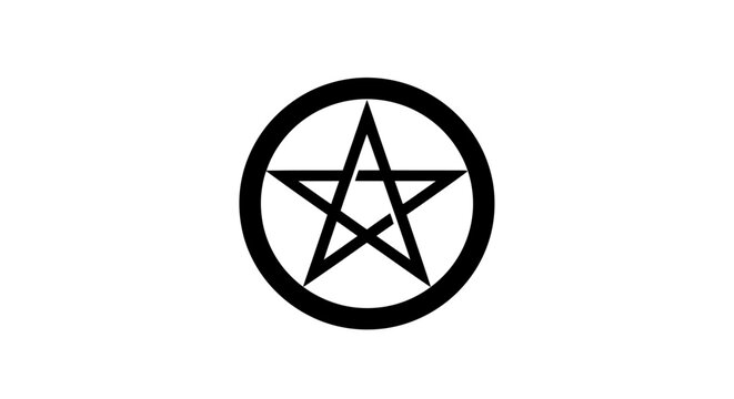 Black pentagram symbol inside a circular border on white background.