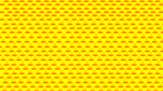 Abstract yellow pattern with small orange spheres connected by lines forming seamless design.