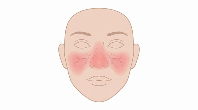 Butterfly rash on human face for medical diagnosis