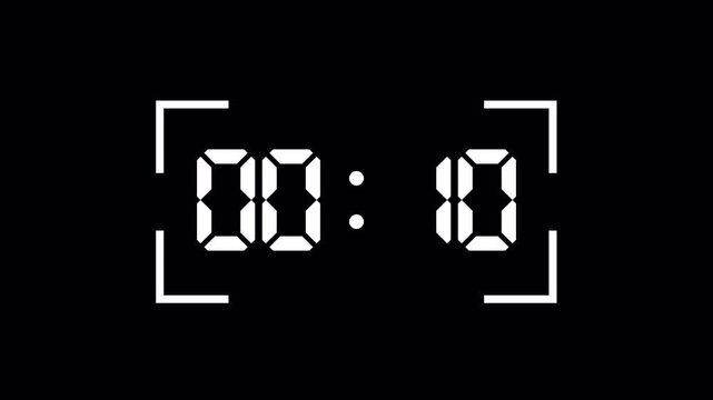2 minutes countdown 4k animation from 120 seconds to 0 seconds with alpha channel, two minute countdown timer on transparent background, 2 minute digital timer video in hours, minutes, seconds