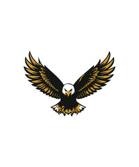 Fototapeta premium Front View Bald Eagle Mascot Vector Illustration with Spread Wings for Sports Logo and Branding