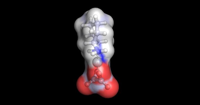 Oxaliplatin, chemotherapy drug, 3D molecule 4K  spinning