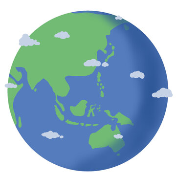 Hand drawn cartoon illustration of planet Earth