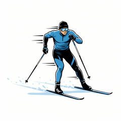 Fototapeta premium Cross-country skier in motion isolated on white background for winter sports advertisement