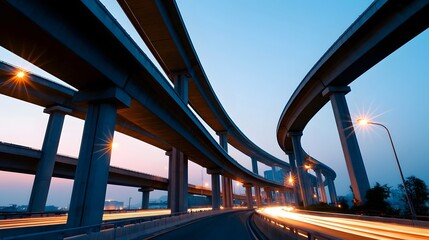 Fototapeta premium An abstract view of a sparkling highway interchange featuring dynamic reflections and smooth gradients