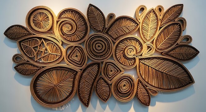 Handmade Coconut Fiber Wall Decor with Floral and Geometric Patterns for Eco Friendly Interior Design and Natural Artisan Home Decoration