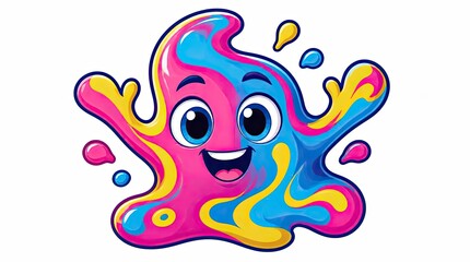 Fototapeta premium Smiling colorful paint splash mascot character.