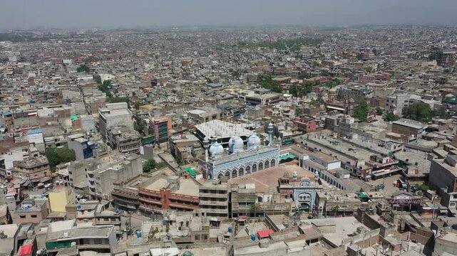 Aerial View of Markazi Jamia Masjid Rawalpindi Historic Mosque Pakistan