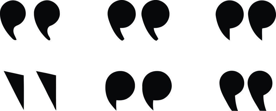 Quotation mark icon set in different styles for text, quotes and citations, Quotation Marks and Punctuation Icon Set, Quote Mark icon set.