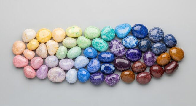 Colorful Gems Displaying Variety and Smooth Textures in Arrangement