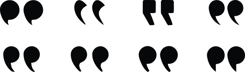 Quotation mark icon set in different styles for text, quotes and citations, Quotation Marks and Punctuation Icon Set, Quote Mark icon set. © 丅ᗩ_ᑕᖇᗴᗩ丅Ꭵᐯᗴ