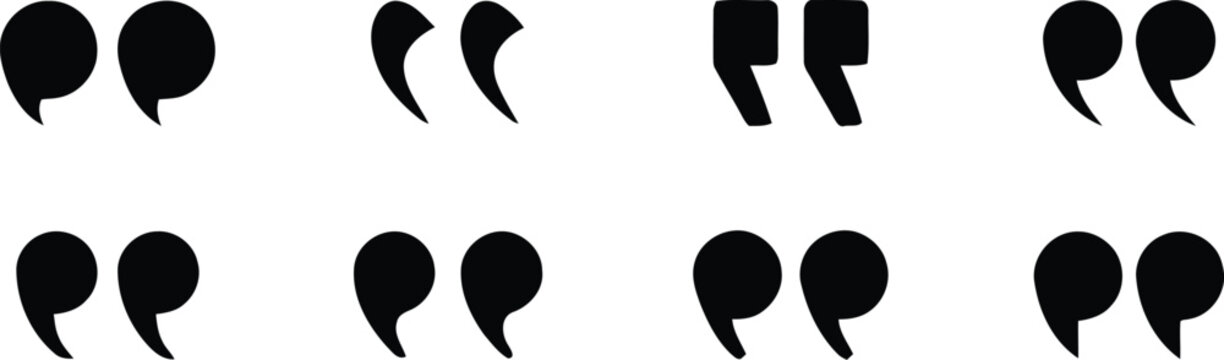 Quotation mark icon set in different styles for text, quotes and citations, Quotation Marks and Punctuation Icon Set, Quote Mark icon set.