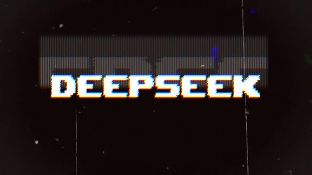 DEEPSEEK with a vibrant glitch and retro VHS style. Perfect for intros, gaming, cyber, and tech projects.