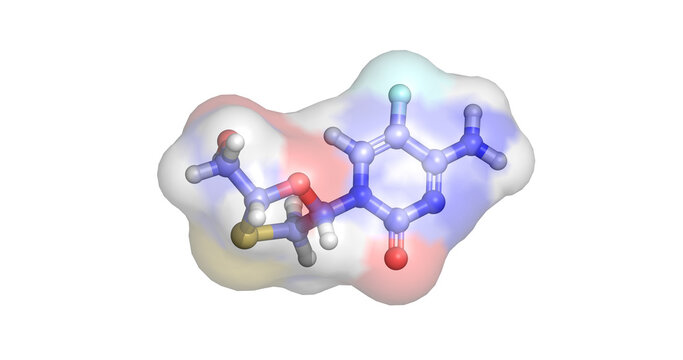 Emtricitabine, reverse transcriptase inhibitor for HIV-1 and chronic hepatitis B, 3D molecule 4K
