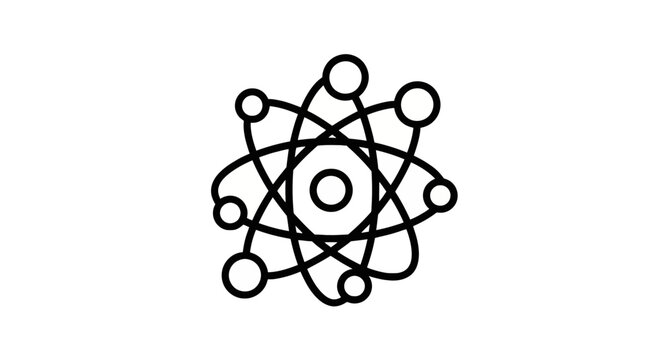 Scientific atom symbol with orbiting electrons
