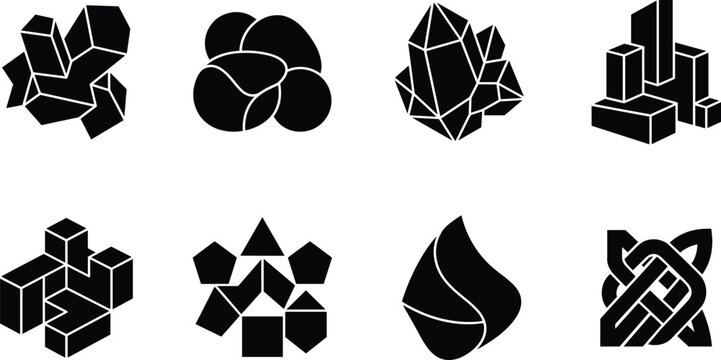 Abstract Geometric Shape Vector Collection with Crystal, Cube, Polygon and Modern Logo Design Elements