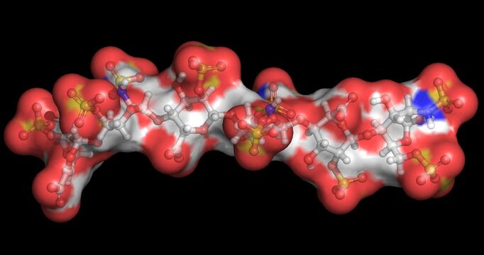 Heparin hexasaccharide,3D molecule 4K spinning
