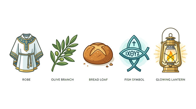 Christian Symbol Icon Set Vector Collection