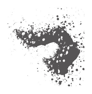Dark grey ink splashes and dots abstract pattern white black blob blur brush