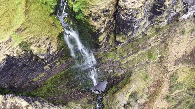 Waterfall running upwards - The Devils Chimney near Glencar Lough, Ireland