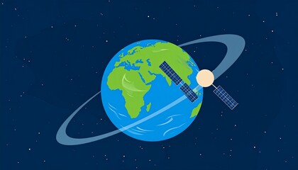 Fototapeta premium Illustration of Earth surrounded by communication network satellites.