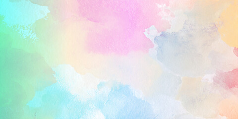 Obraz premium abstract watercolor background, colorful watercolor painting texture background, art abstract acrylic and watercolor painting, pastel rainbow watercolor gradient background.