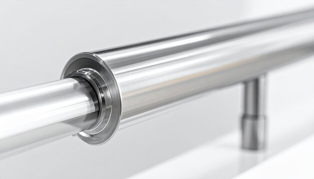Close-up of a silver metal pipe with threaded end.