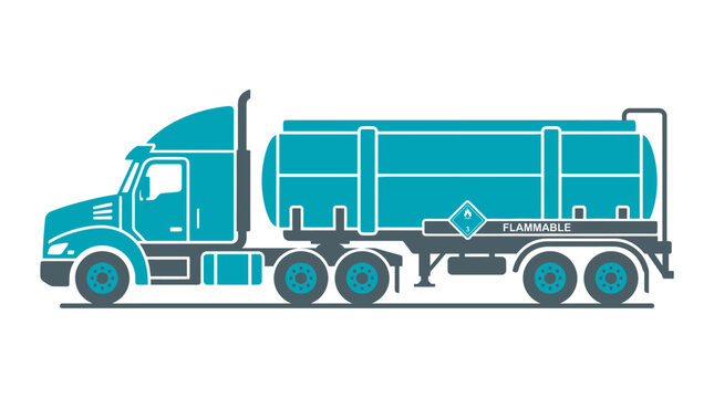 Flammable Liquid Tanker Truck Illustration - Industrial Transportation