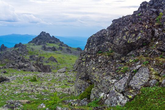 Ural mountains on a cloudy summer day