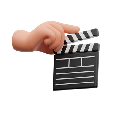 Hand Holding a Movie Clapperboard 3d illustration