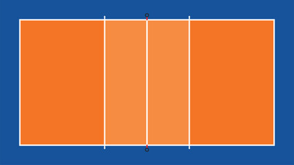 Professional indoor volleyball court layout minimalist flat graphic illustration top view sports arena background for match tactics and competition design © Asher