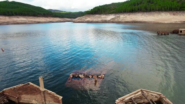 Abandoned Village of Aceredo Submerged by Water Dam in Spain