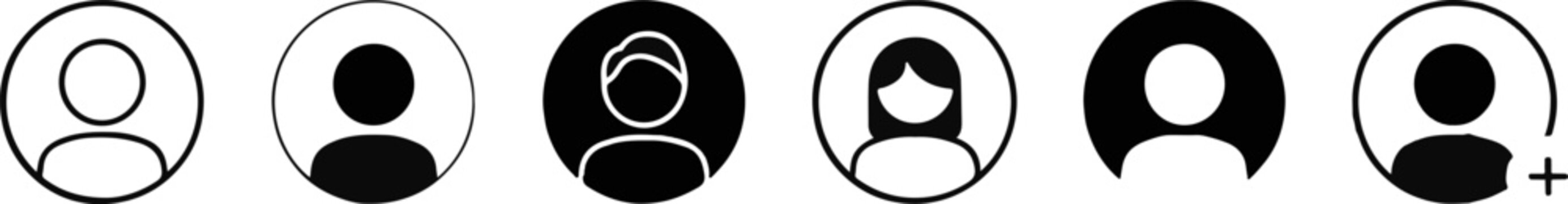 Set of diverse human user profile avatar icons for account management and social interaction with collection identity interface silhouette