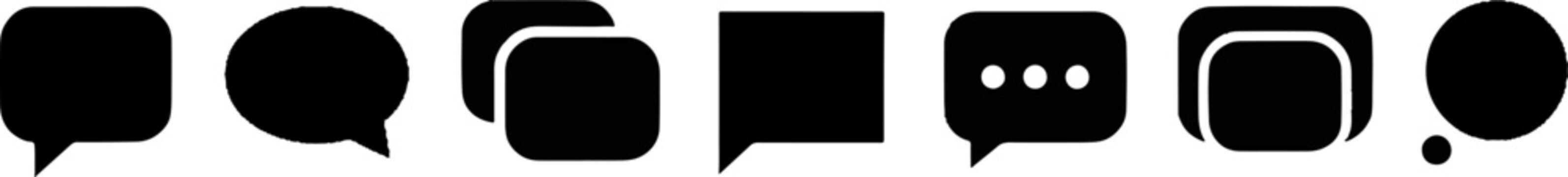 Set of various speech bubble chat icons for messaging and communication with communication dialogue conversation interface silhouette feedback