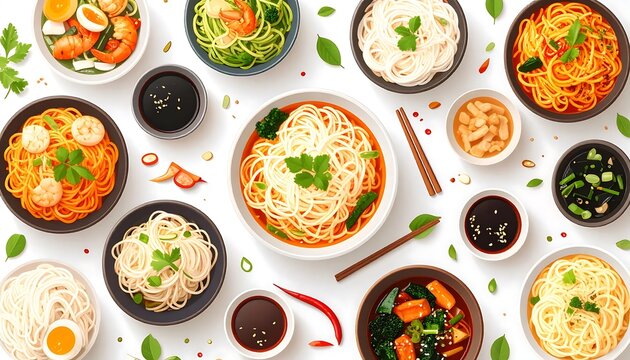 Assortment of colorful vegetarian sushi rolls on table.