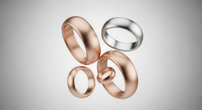 Shiny rose gold and silver rings on a gray background Full HD 4K Download 2025 2026