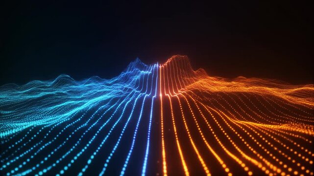 Abstract Cyber Particle Landscape Blue and Orange Loop