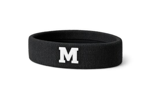 Close-up view of a wristband featuring the letter M