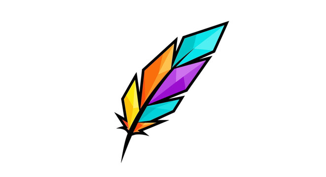 Vibrant Low Poly Colorful Feather Illustration.