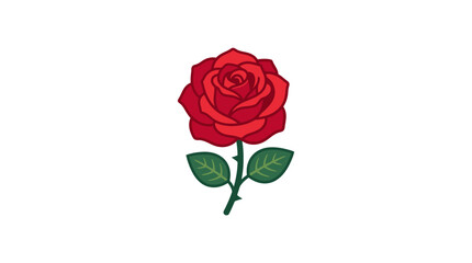 Fototapeta premium A single red rose flower stem.