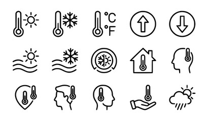 Fototapeta premium Temperature Line Icons Vector EPS 10 Editable Stroke Collection