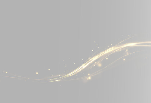 Golden energy wave overlay transparent glowing light ribbon flowing sparkle abstract premium design element