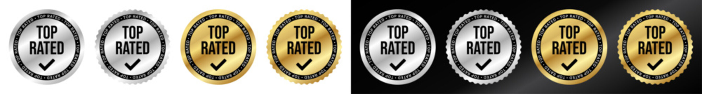 Top Rated Product Badge Collection with Gold Silver Black Premium Award Labels for Product Packaging