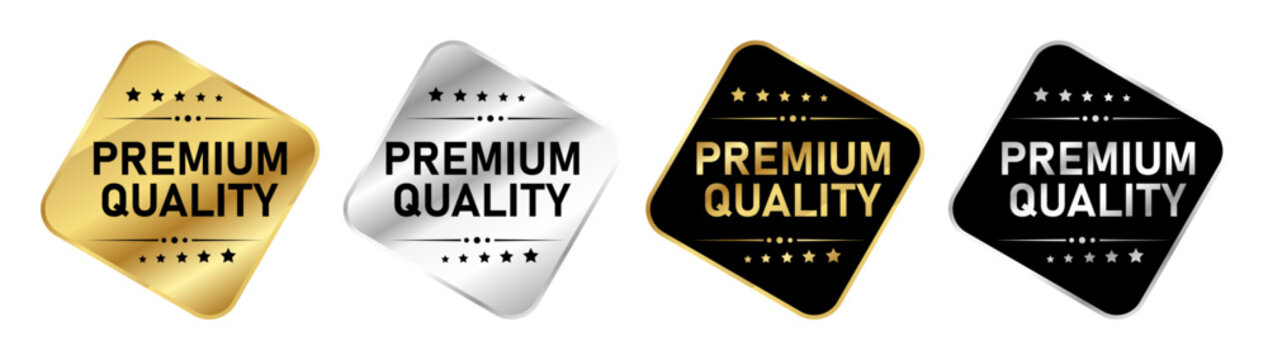 Premium Quality Label Sticker Collection with Gold Silver Black Luxury Product Badge Set Vector Design