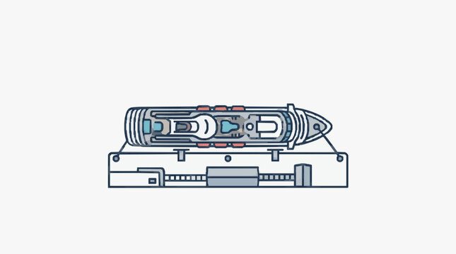 Top View Illustration of a Cruise Ship on a Dry Dock.