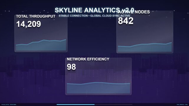 Glassmorphic Skyline Analytics Dashboard Data Visualization Technology UI UX