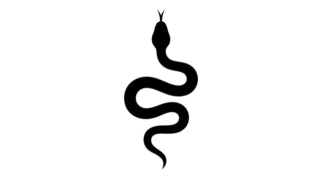 Black silhouette of a snake isolated on white background