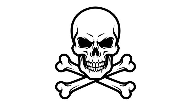 Minimalist vector illustration of a skull and crossbones