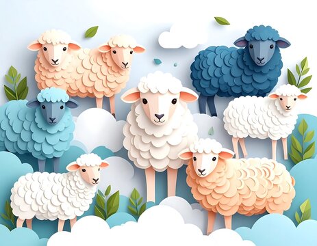 Assorted stuffed animals on pastel background.